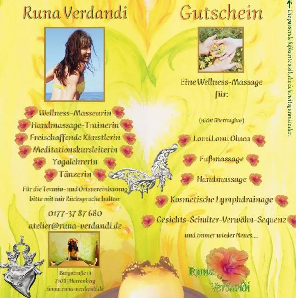 Massage Gutschein Geschenk Lomi Lomi